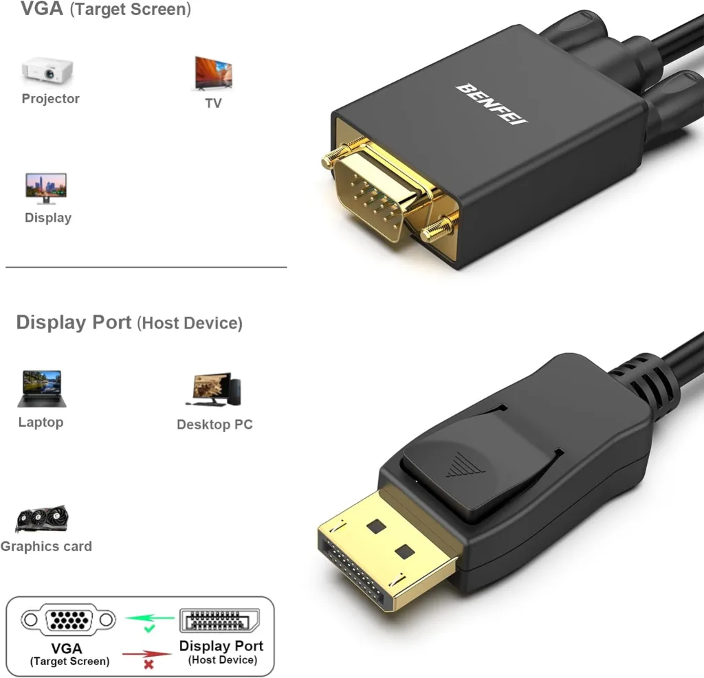 Benfei DisplayPort to VGA Cable