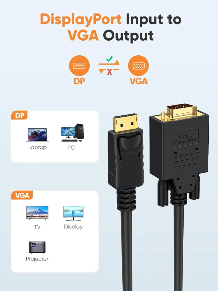 CableCreation DisplayPort to VGA Cable