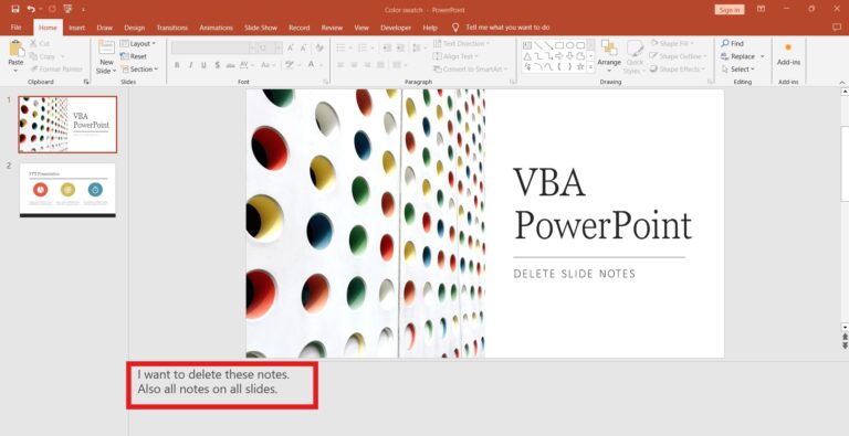 VBA PowerPoint To Delete Slide Notes