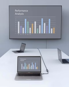 laptop connected to tv using usb-c to hdmi adapter